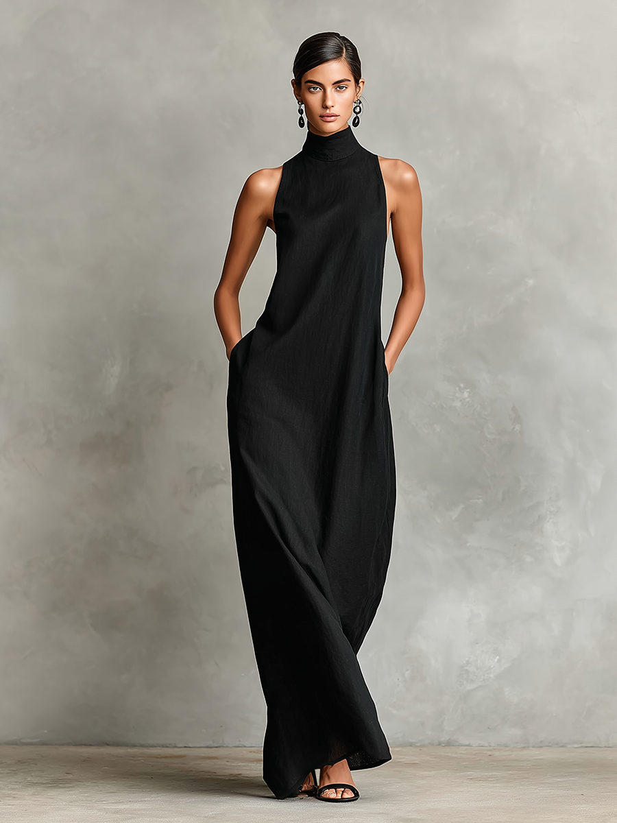 Macarena - Vestido largo negro minimalista
