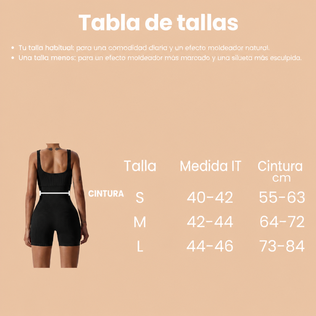 Tabla de tallas del mono moldeador de canalé