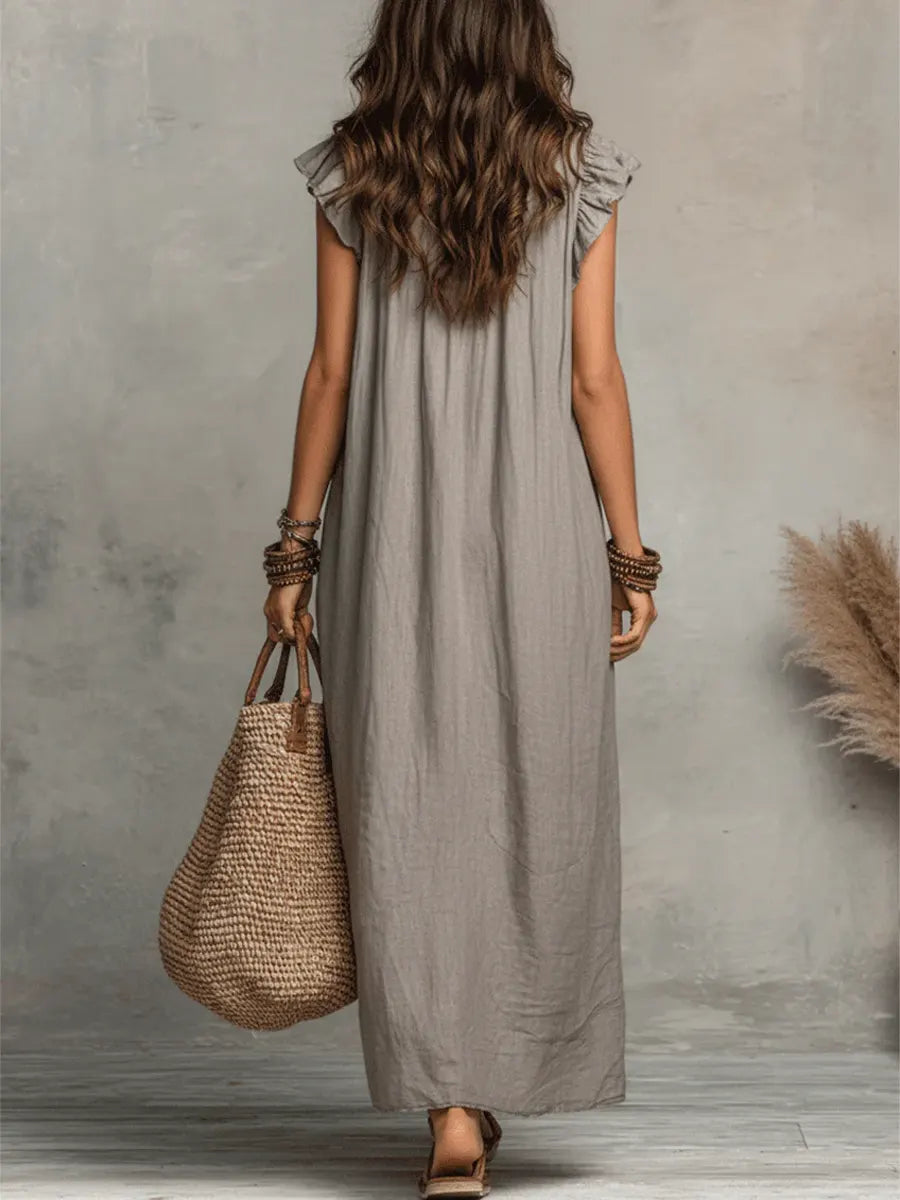 Violeta - Vestido Largo Bohemio de Lino