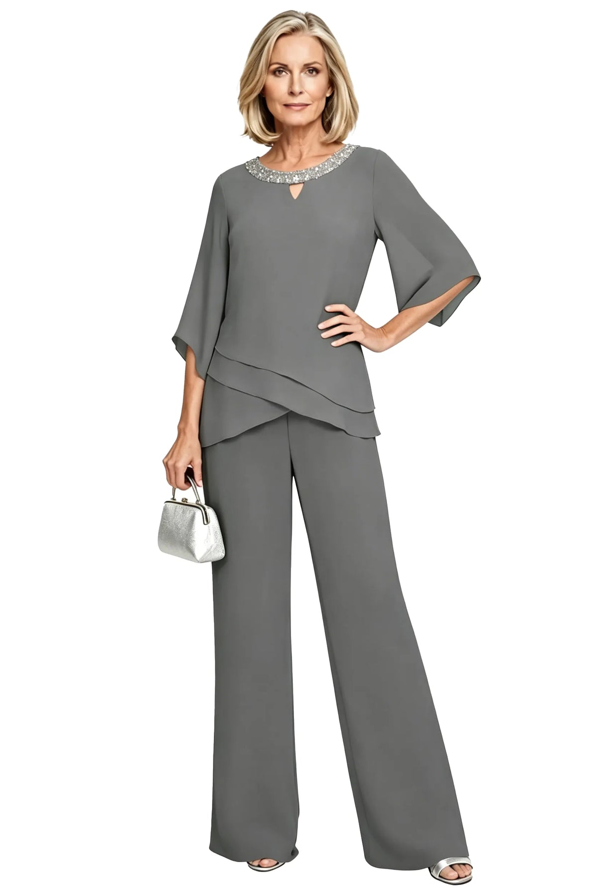 Conjunto de Pantalones Formales de Corte Suelto Sofisticado