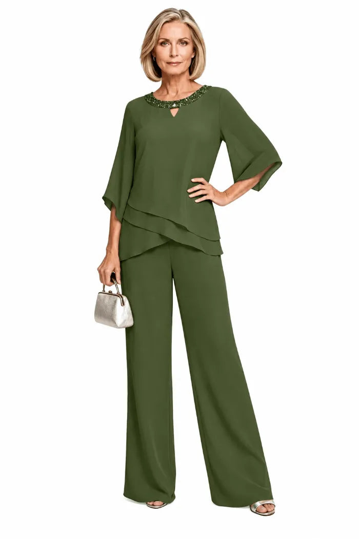 Conjunto de Pantalones Formales de Corte Suelto Sofisticado