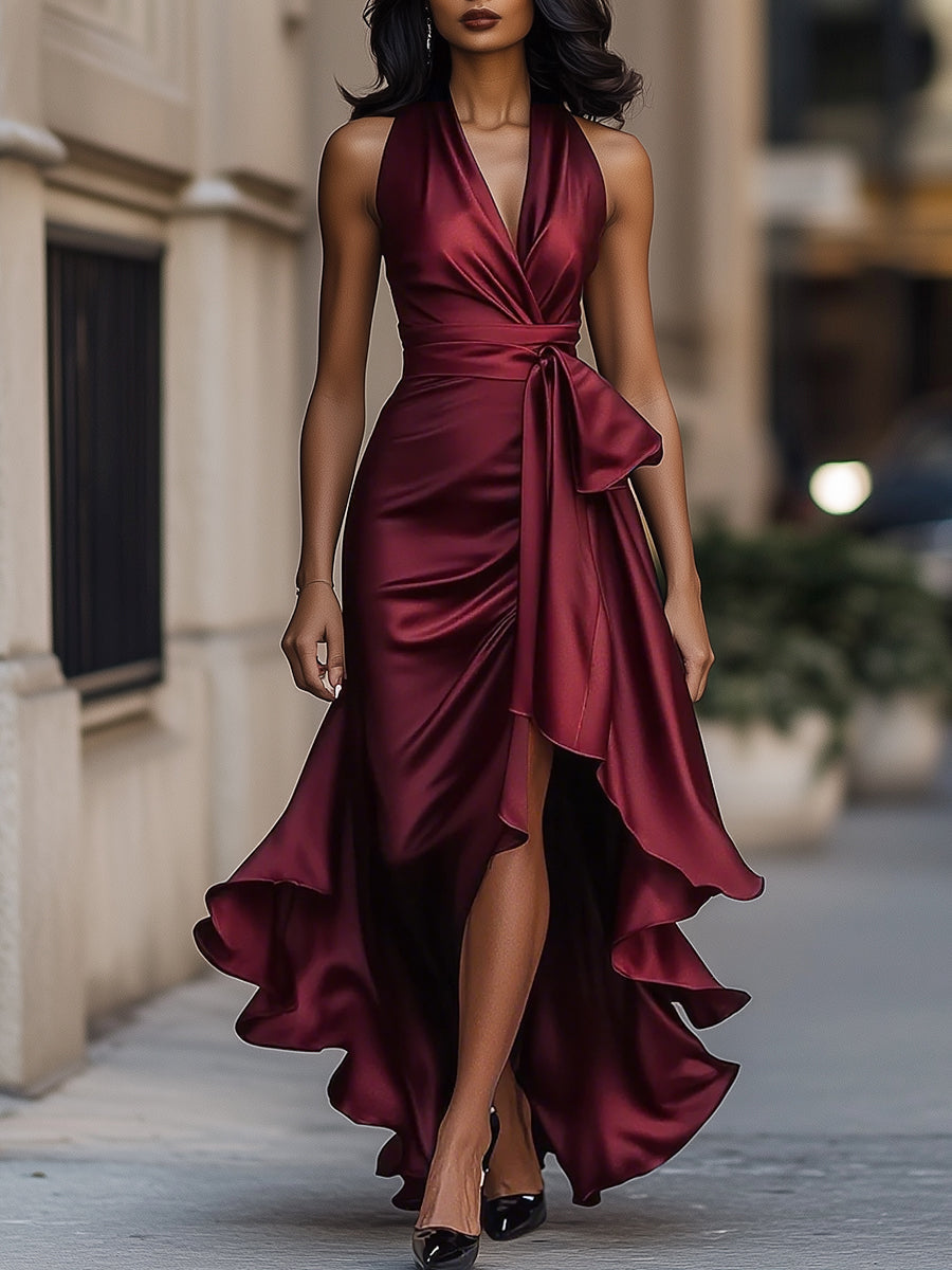 Amelya - Vestido largo cruzado de noche