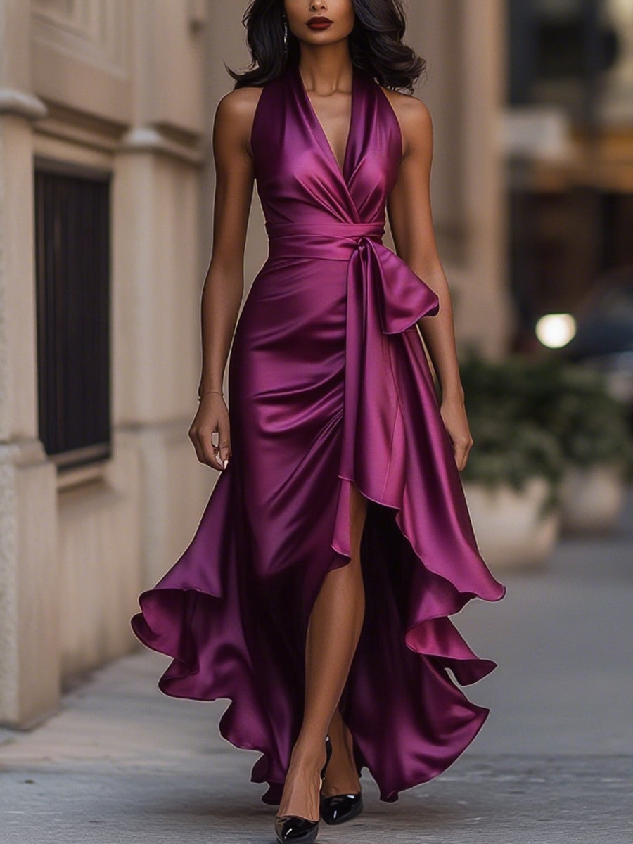 Amelya - Vestido largo cruzado de noche