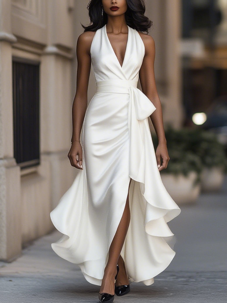 Amelya - Vestido largo cruzado de noche