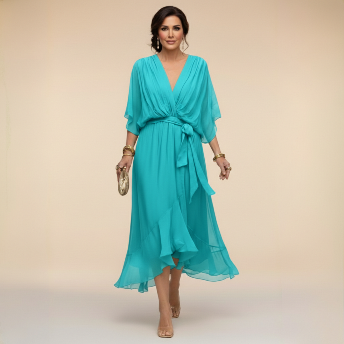 Jessica - Vestido elegante fluido con escote en V