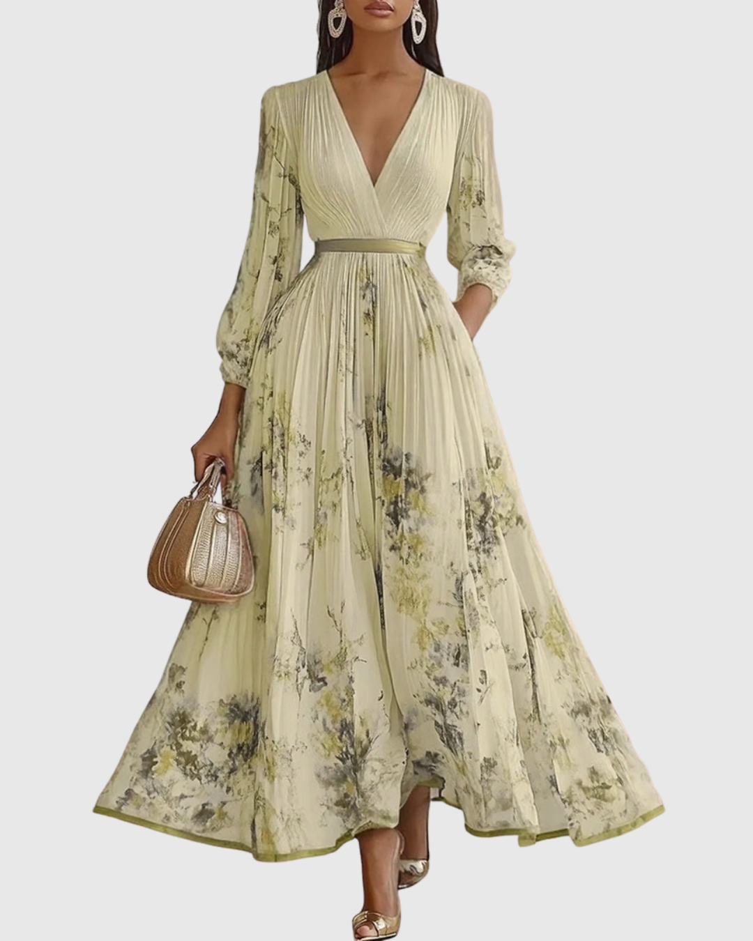 Rowella - Vestido largo plisado elegante