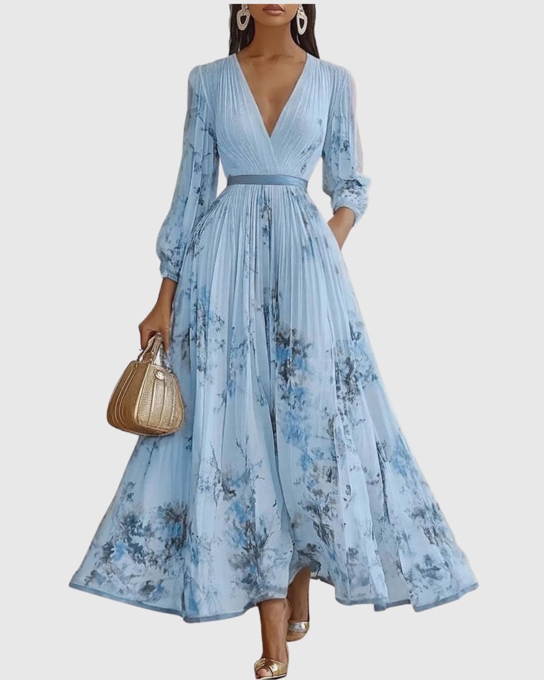 Rowella - Vestido largo plisado elegante