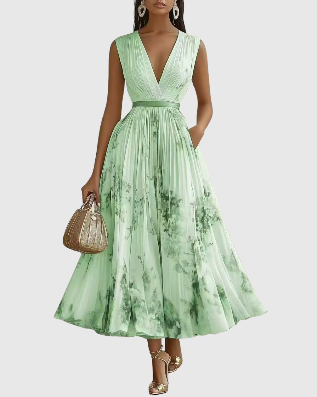 Rowella - Vestido largo plisado elegante
