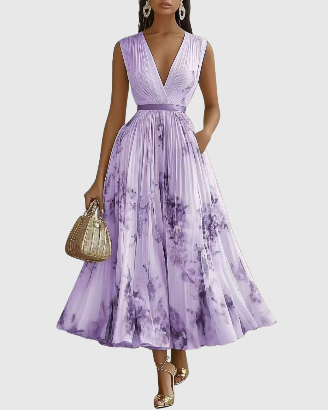 Rowella - Vestido largo plisado elegante