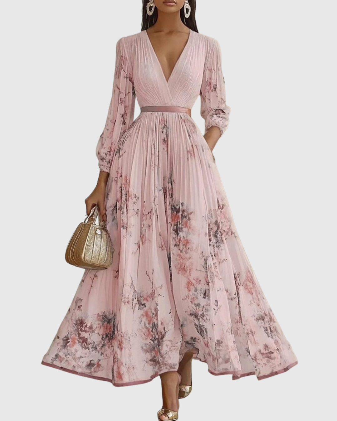 Rowella - Vestido largo plisado elegante