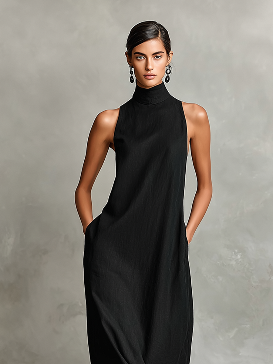 Macarena - Vestido largo negro minimalista