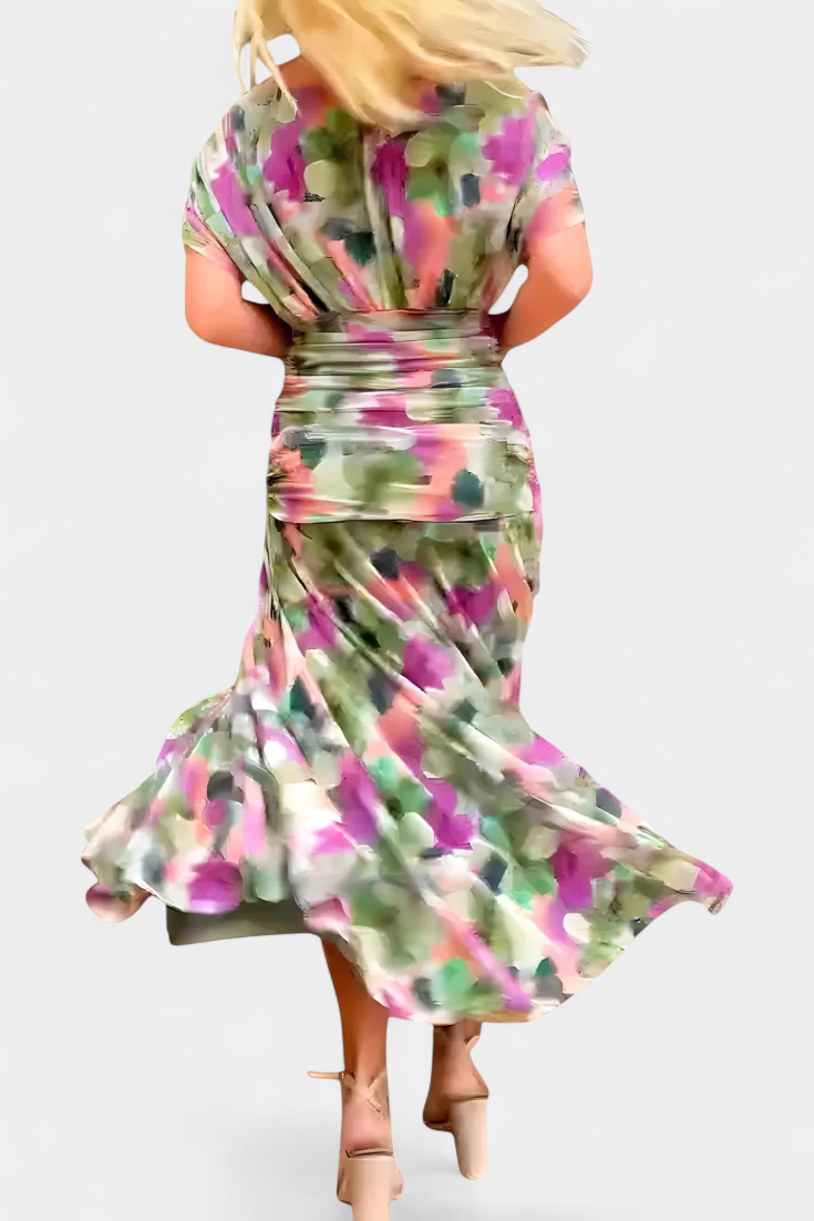 Freya - Vestido floral fluido con escote en V