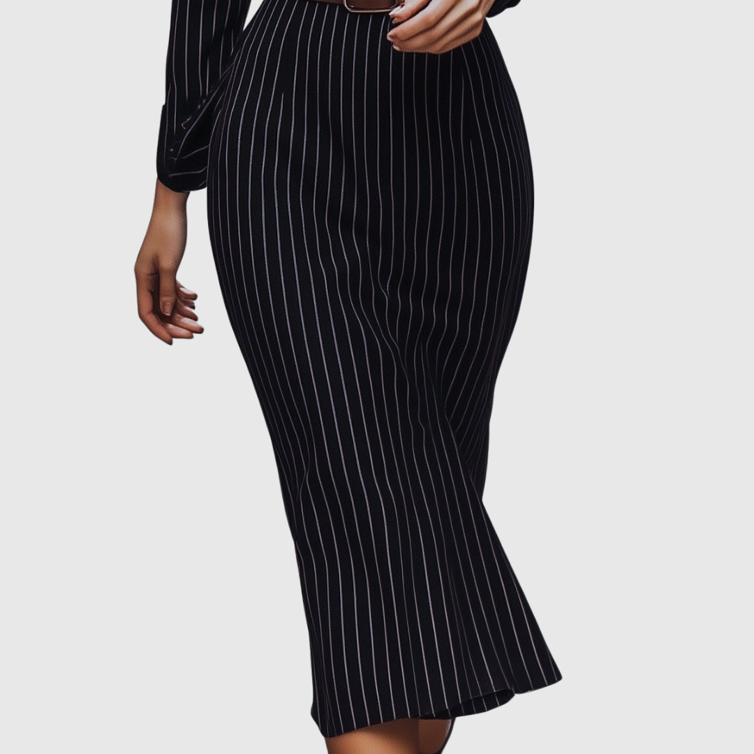 Poppy - Vestido camisero negro de raya diplomática
