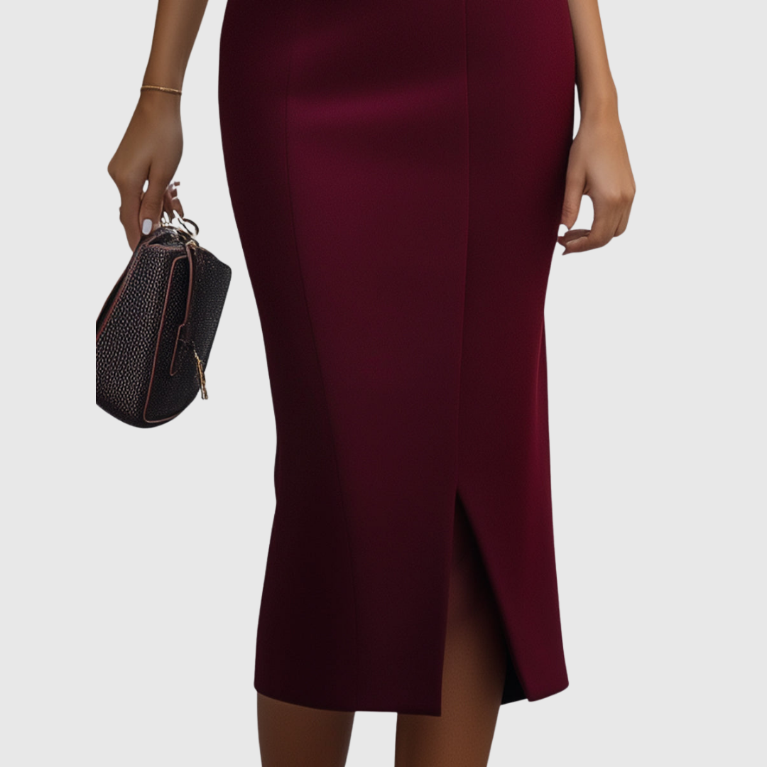 Ruby - Vestido midi burdeos sin mangas