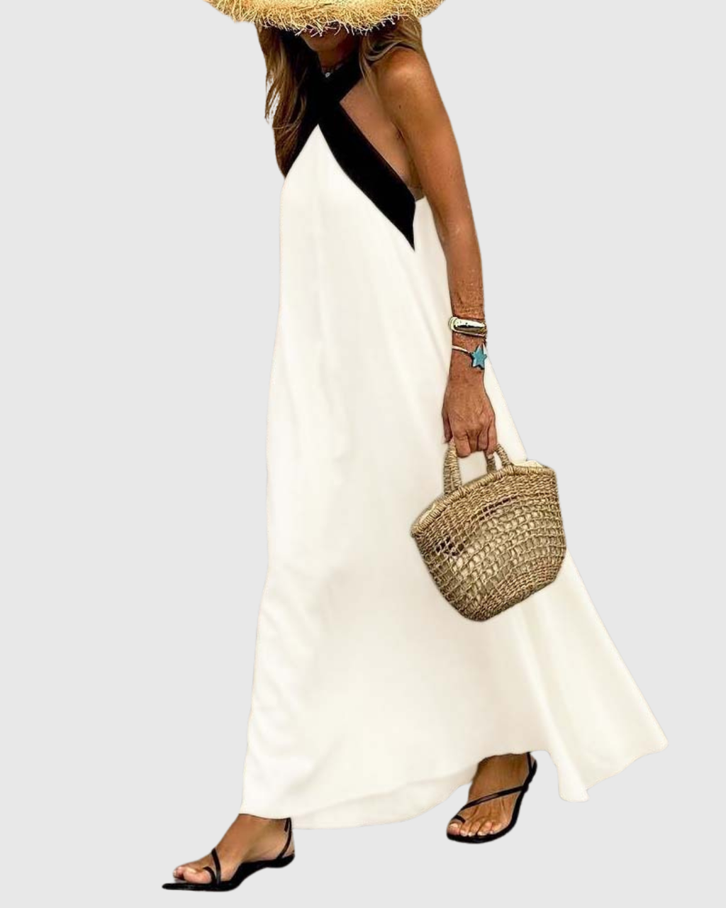 Orella - Vestido con escote cruzado al cuello