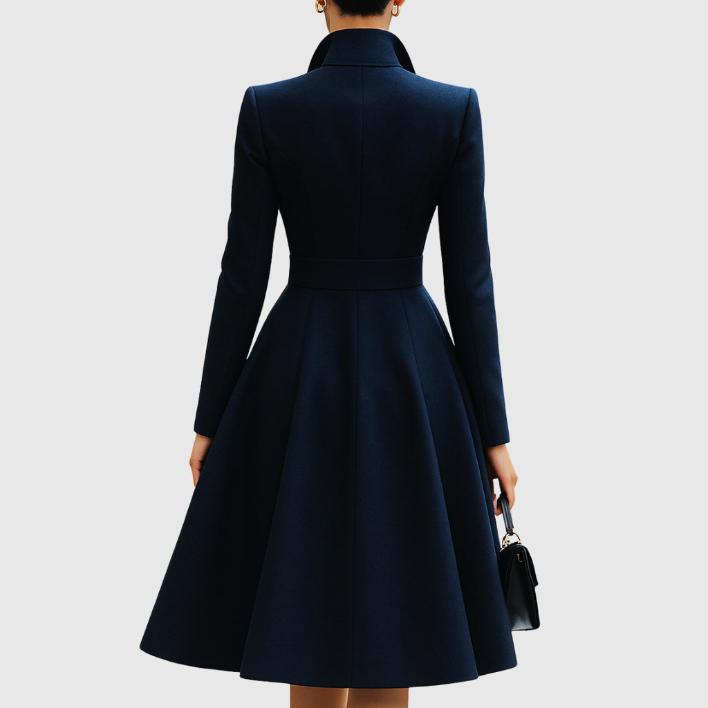 Eleanor - Vestido abrigo entallado azul marino