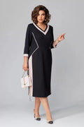 Fenna Grace - Vestido midi elegante con escote en V