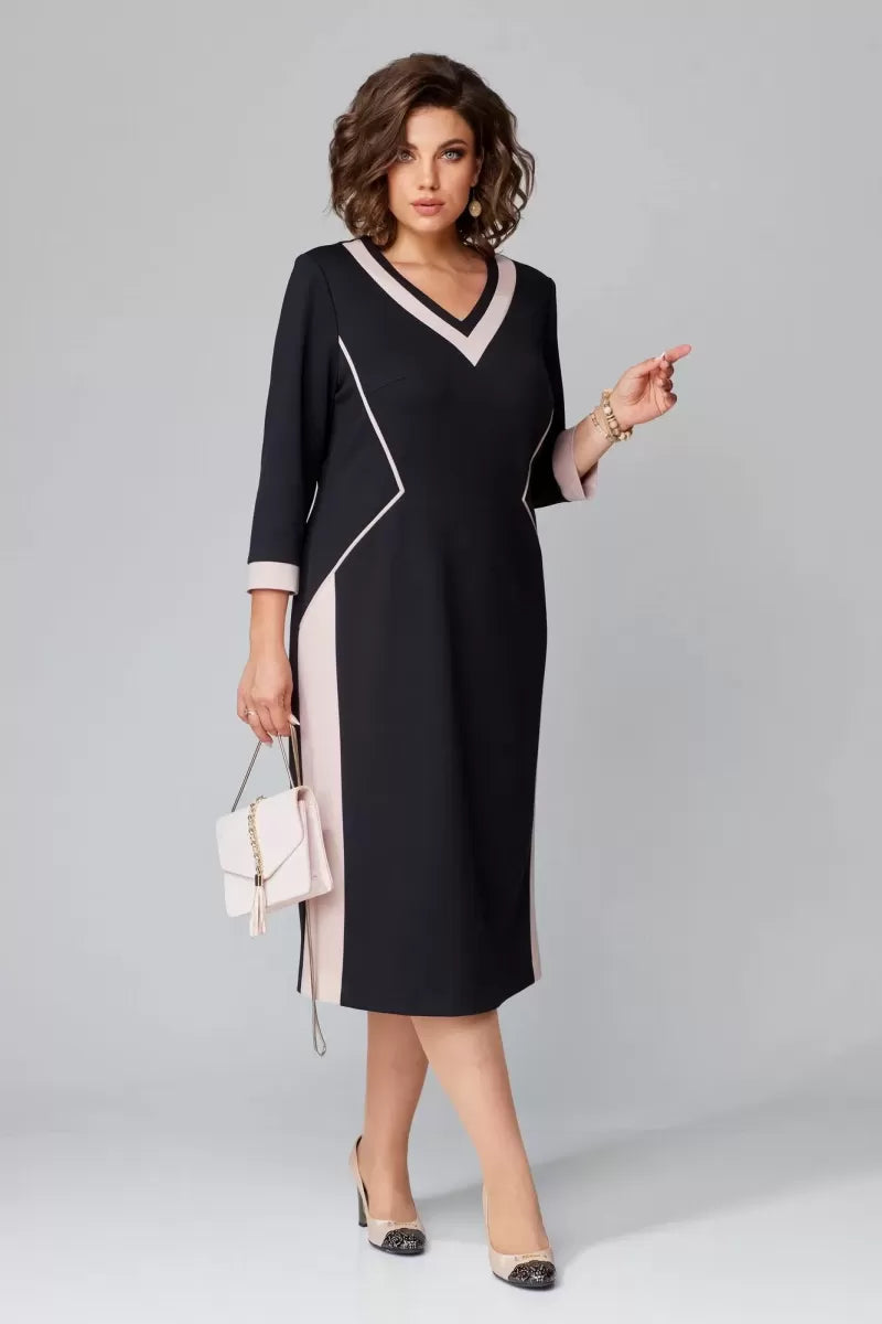 Fenna Grace - Vestido midi elegante con escote en V