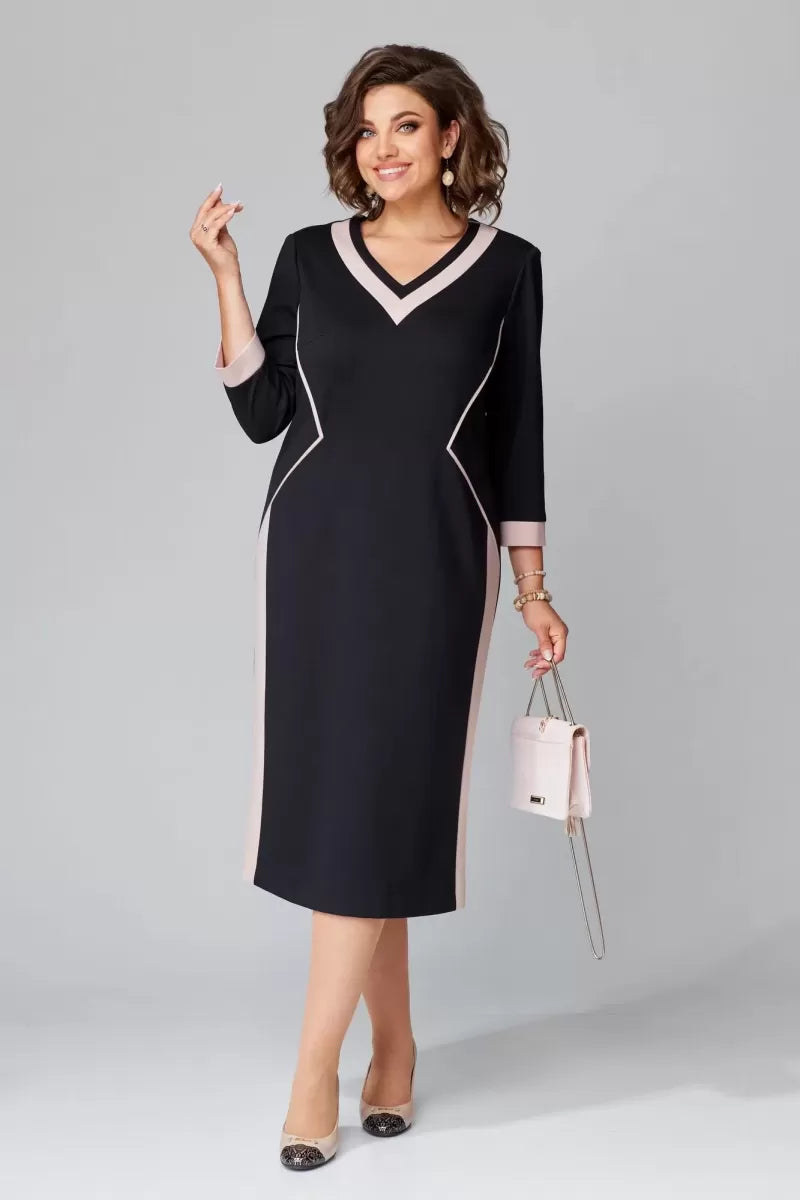 Fenna Grace - Vestido midi elegante con escote en V