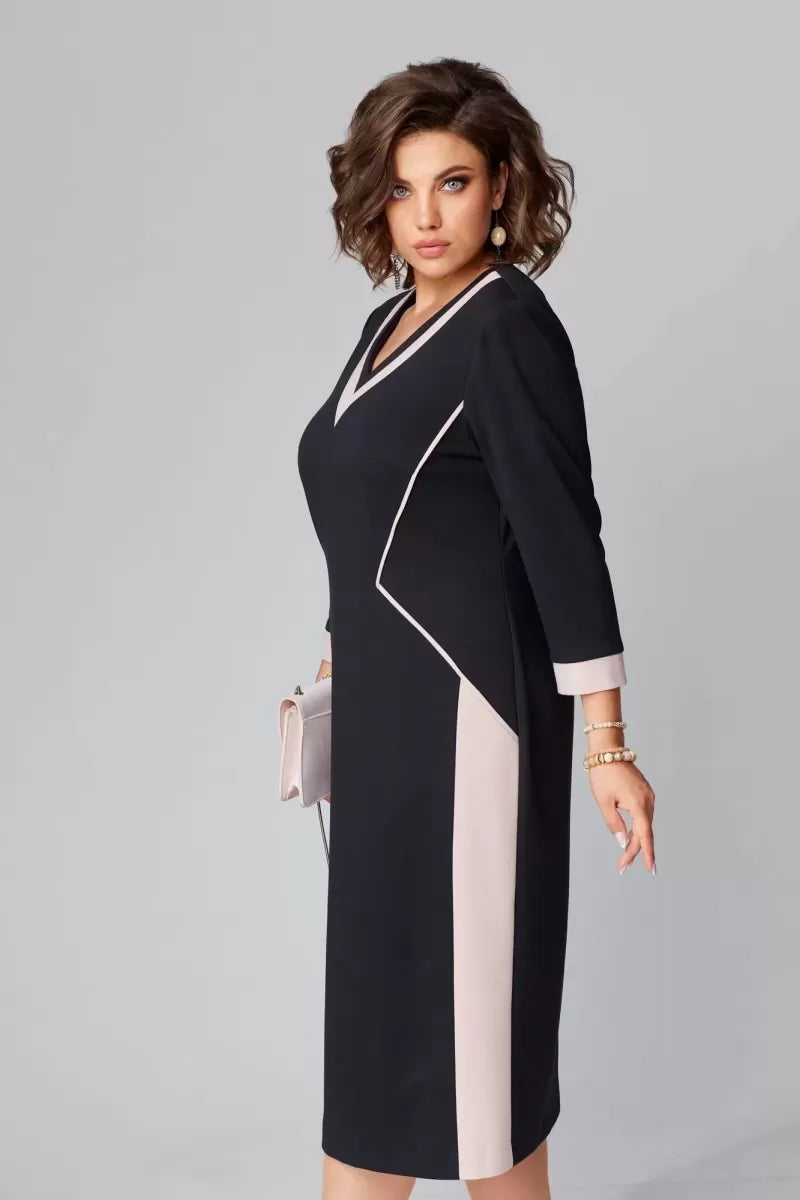 Fenna Grace - Vestido midi elegante con escote en V