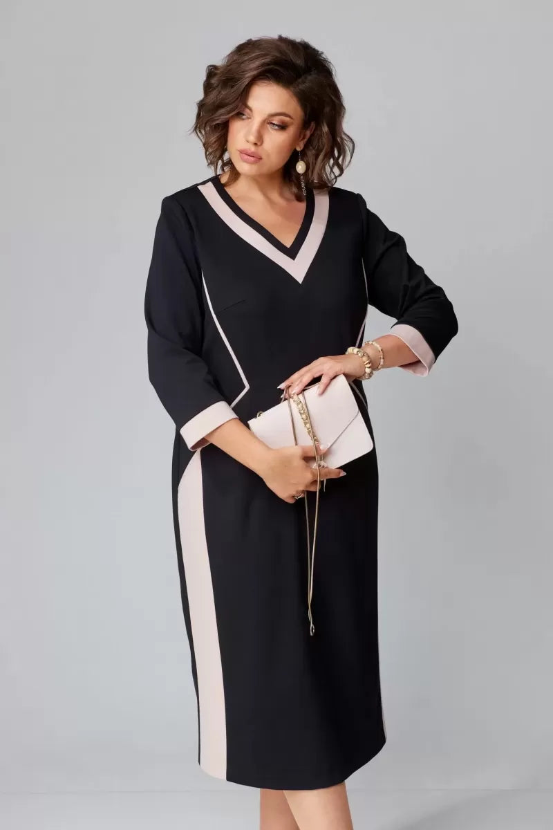 Fenna Grace - Vestido midi elegante con escote en V