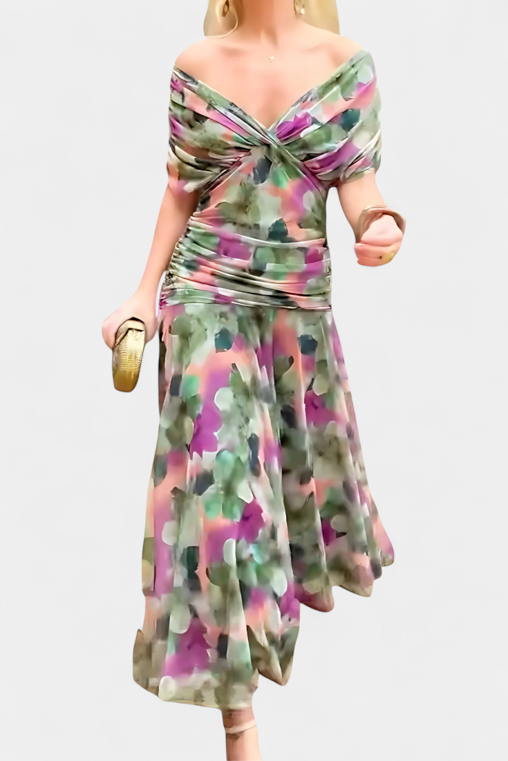 Freya - Vestido floral fluido con escote en V