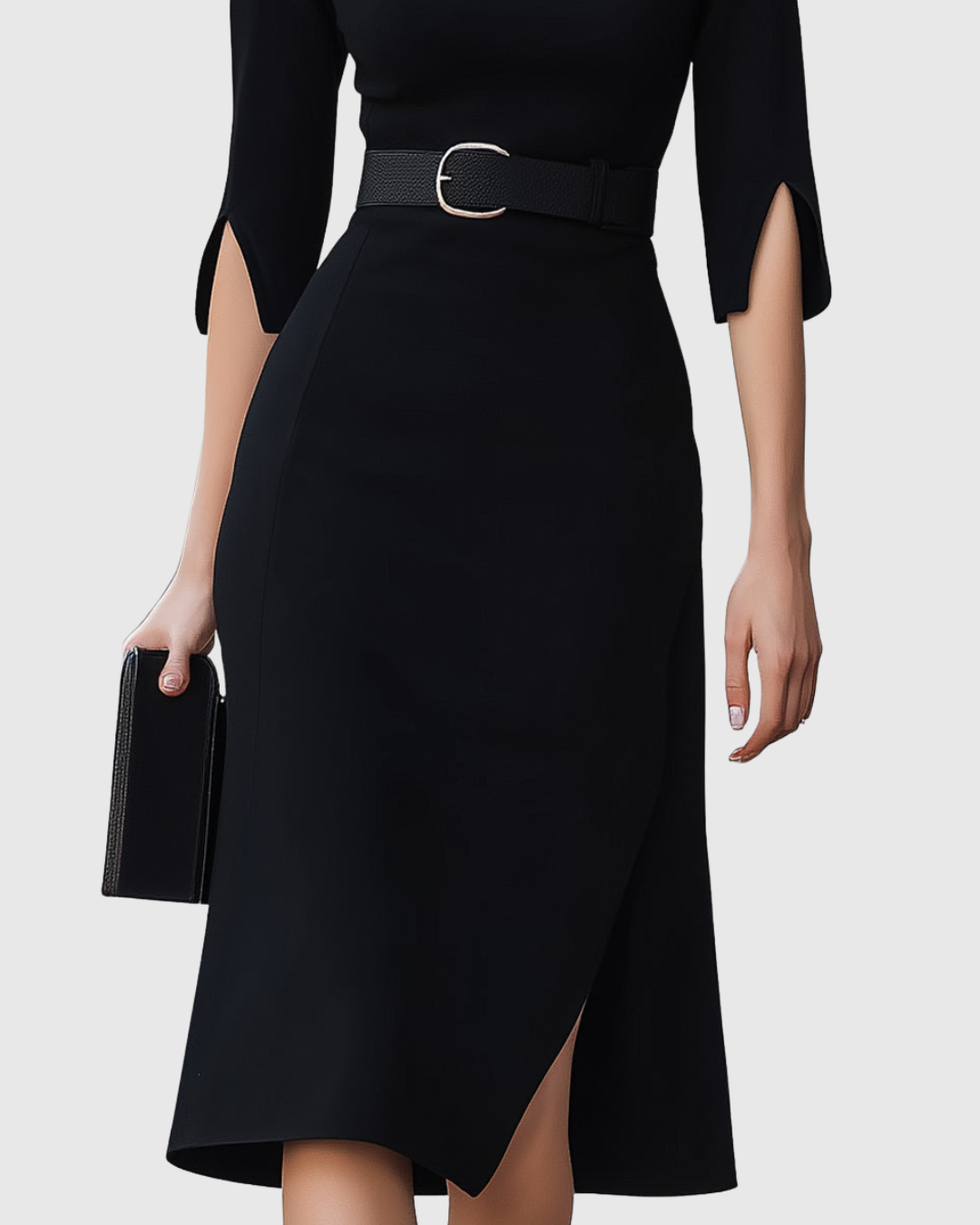 Blythewyn - Vestido midi negro clásico