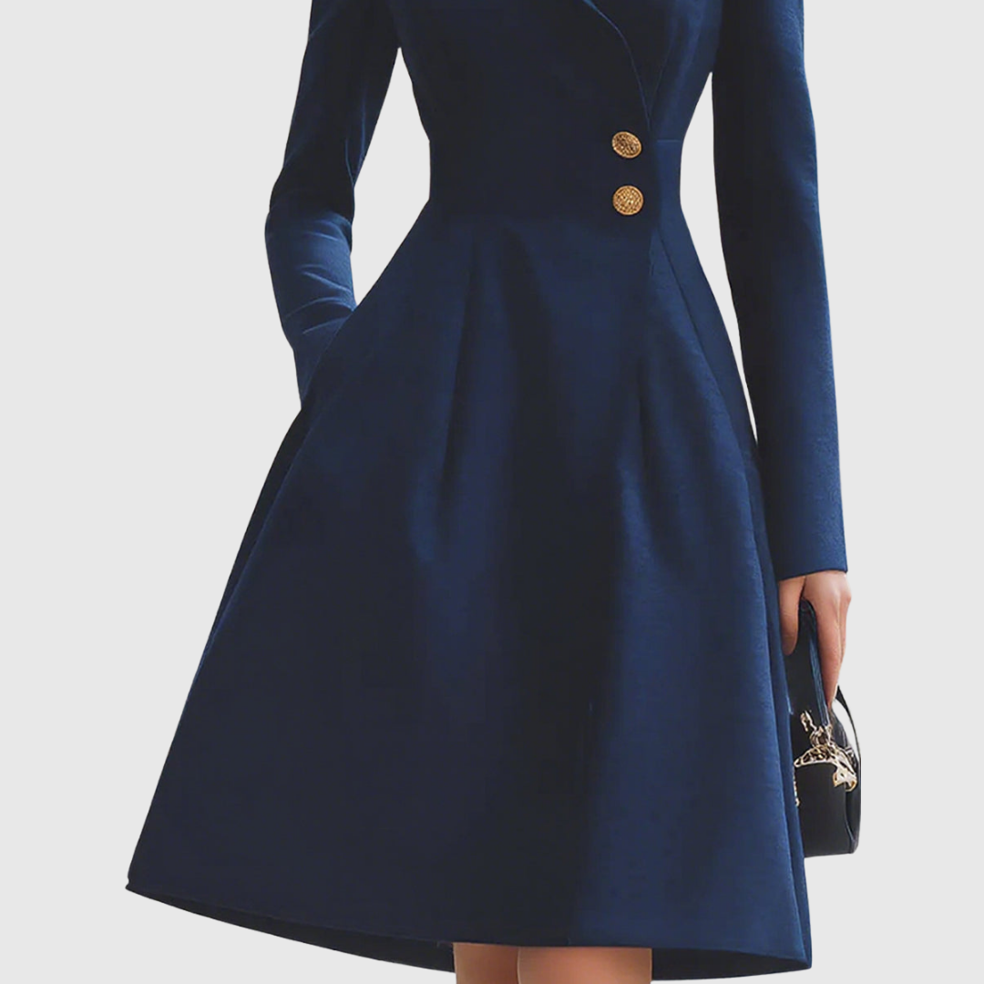 Eleanor - Vestido abrigo entallado azul marino