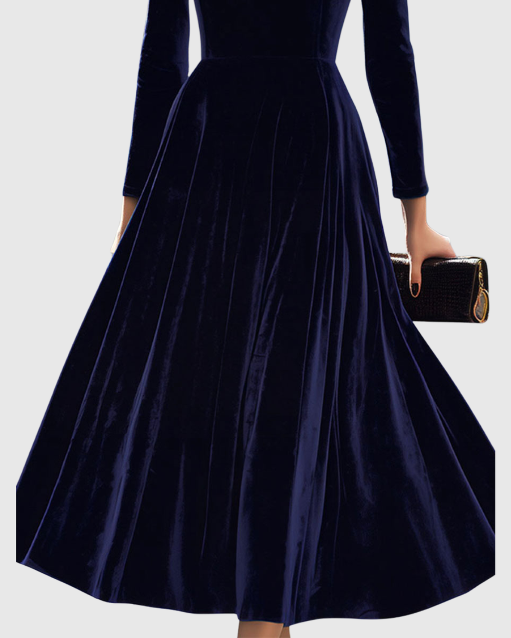 Sibella - Vestido midi azul marino de manga larga