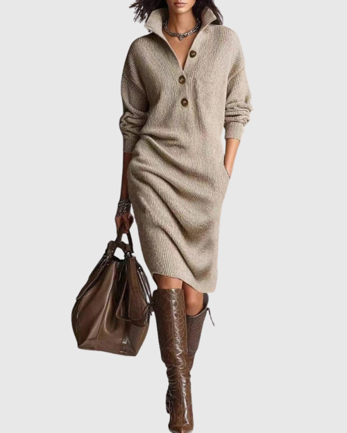 Arianell - Vestido midi de punto de lana para invierno