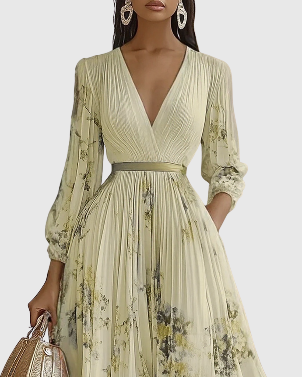 Rowella - Vestido largo plisado elegante