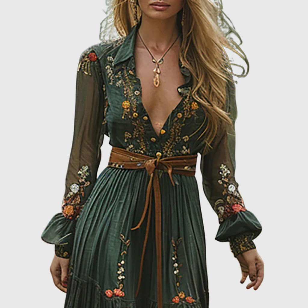 Alina Soleil - Vestido largo boho romántico