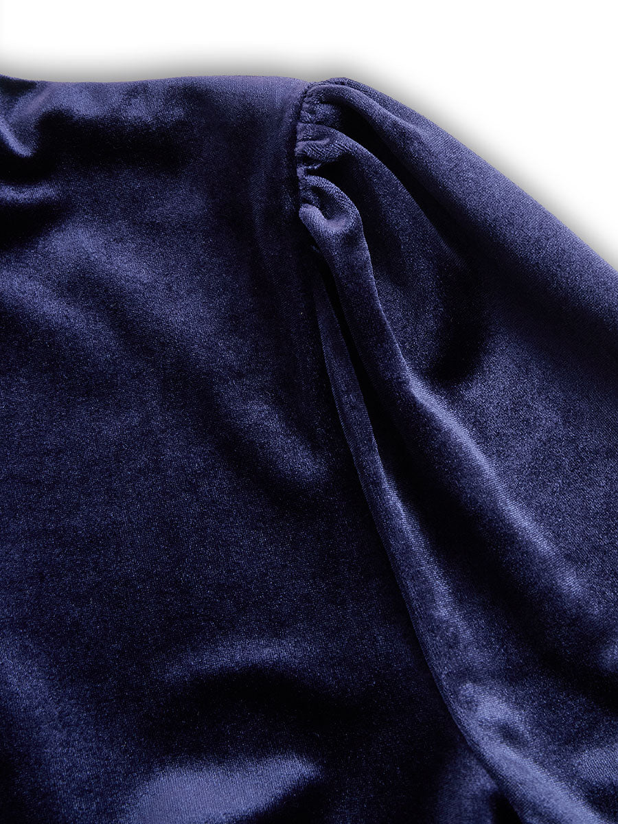 Sibella - Vestido midi azul marino de manga larga