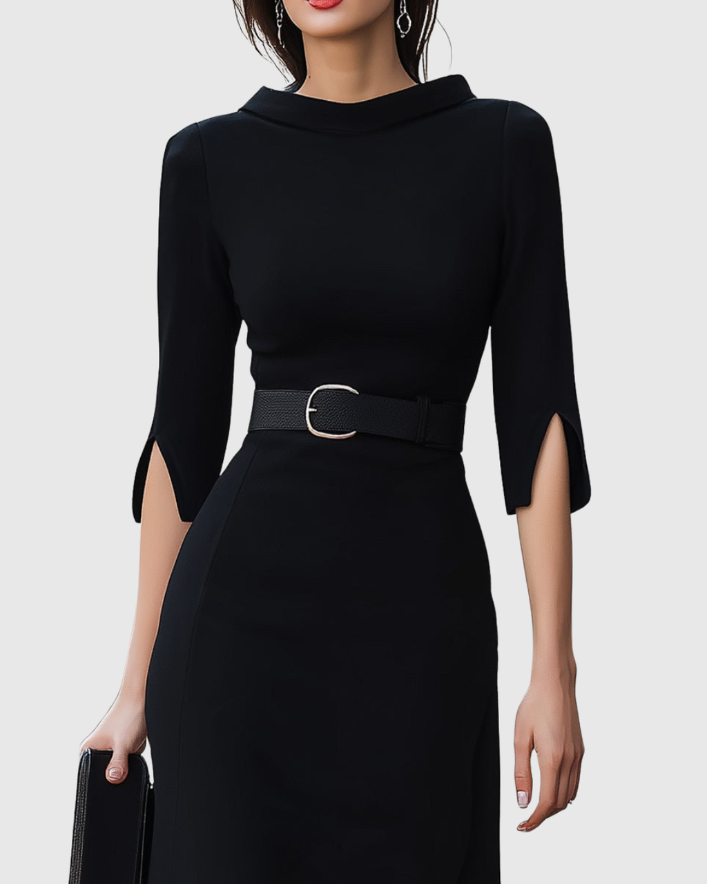Blythewyn - Vestido midi negro clásico