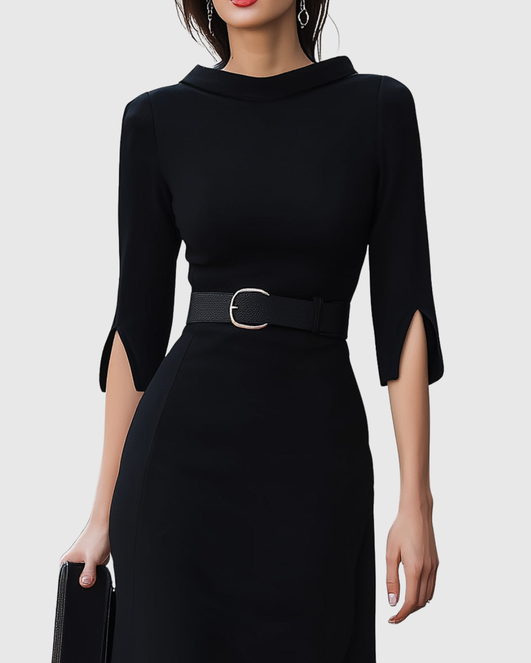 Blythewyn - Vestido midi negro clásico