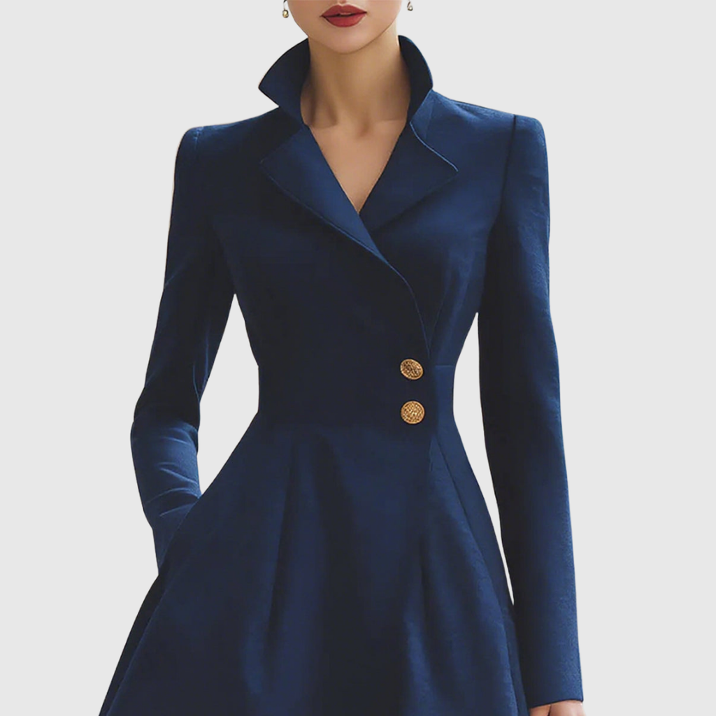 Eleanor - Vestido abrigo entallado azul marino