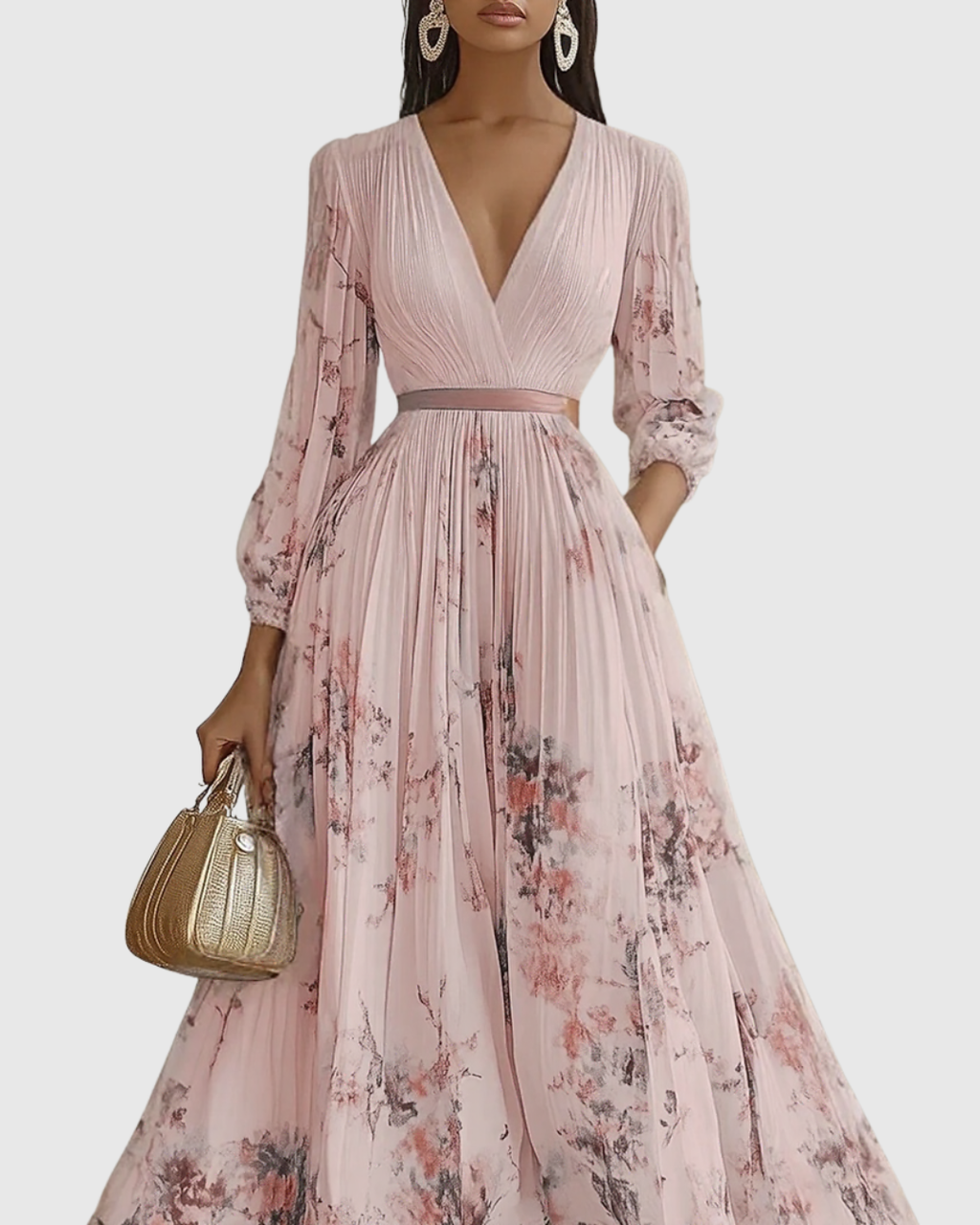 Rowella - Vestido largo plisado elegante