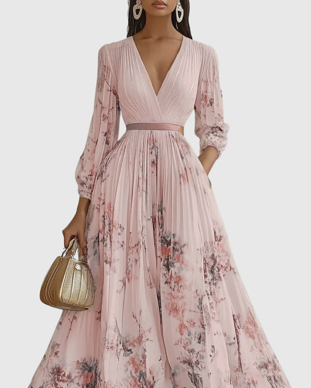 Rowella - Vestido largo plisado elegante