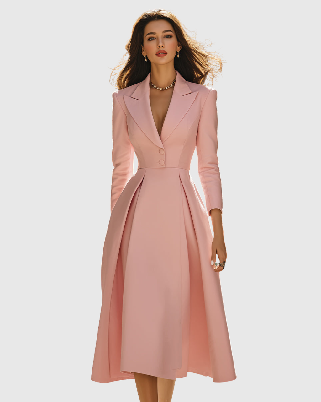 Ceryth - Vestido midi plisado estilo blazer