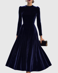 Sibella - Vestido midi azul marino de manga larga