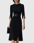 Blythewyn - Vestido midi negro clásico