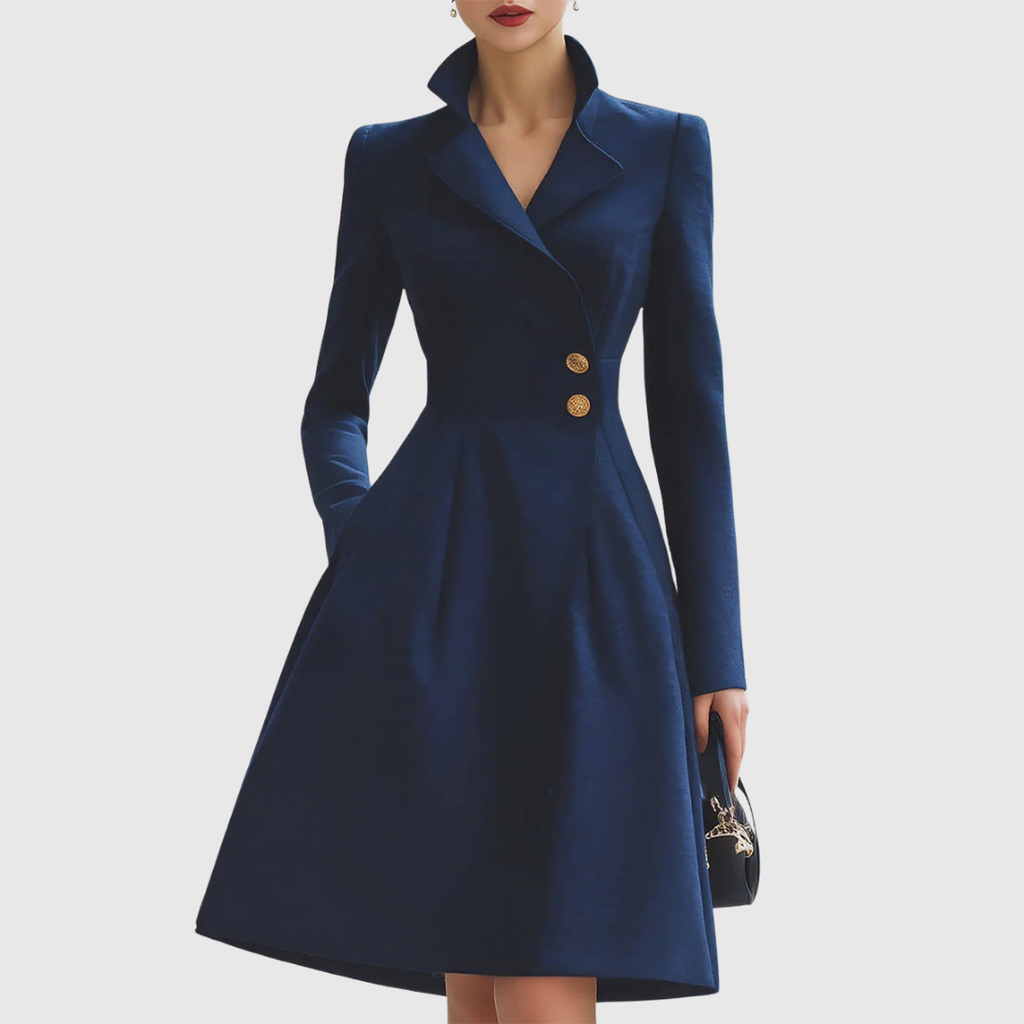 Eleanor - Vestido abrigo entallado azul marino
