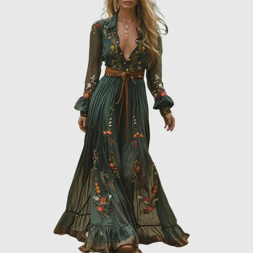 Alina Soleil - Vestido largo boho romántico