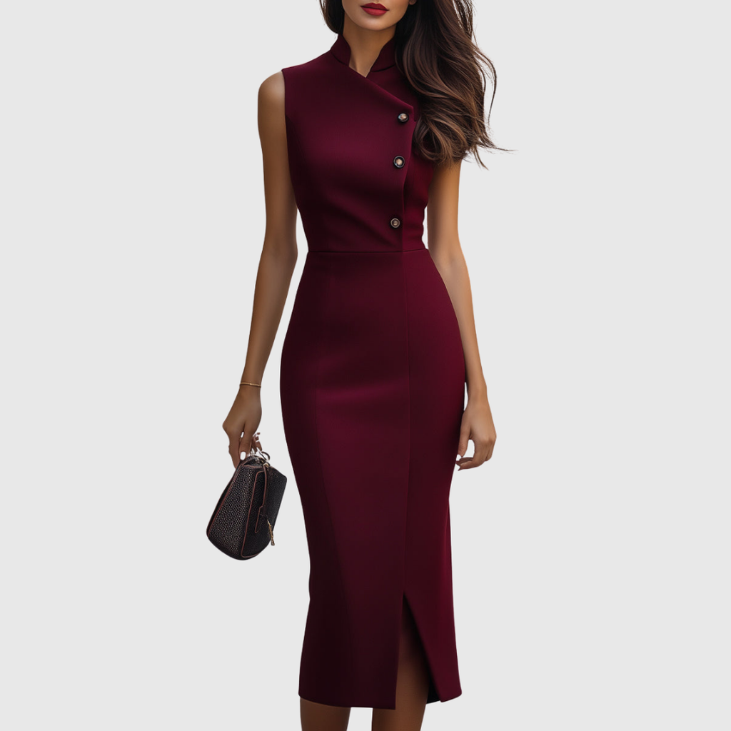 Ruby - Vestido midi burdeos sin mangas