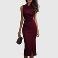 Ruby - Vestido midi burdeos sin mangas