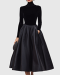 Aradia - Vestido midi negro de terciopelo y satén