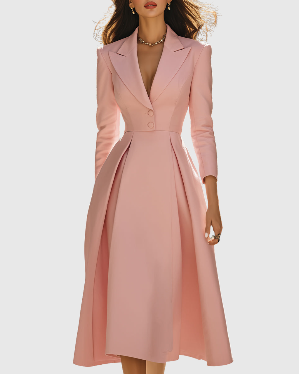 Ceryth - Vestido midi plisado estilo blazer