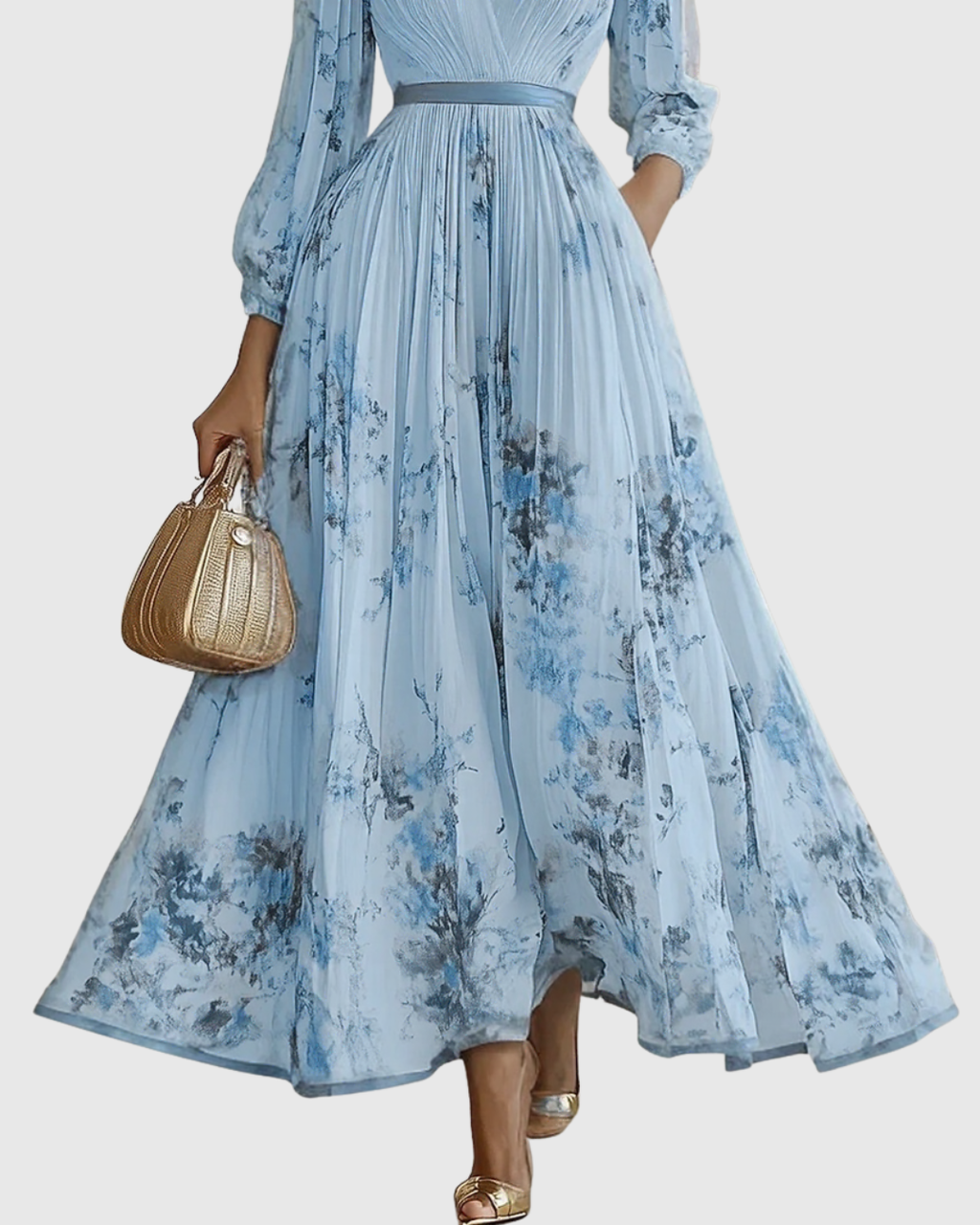 Rowella - Vestido largo plisado elegante