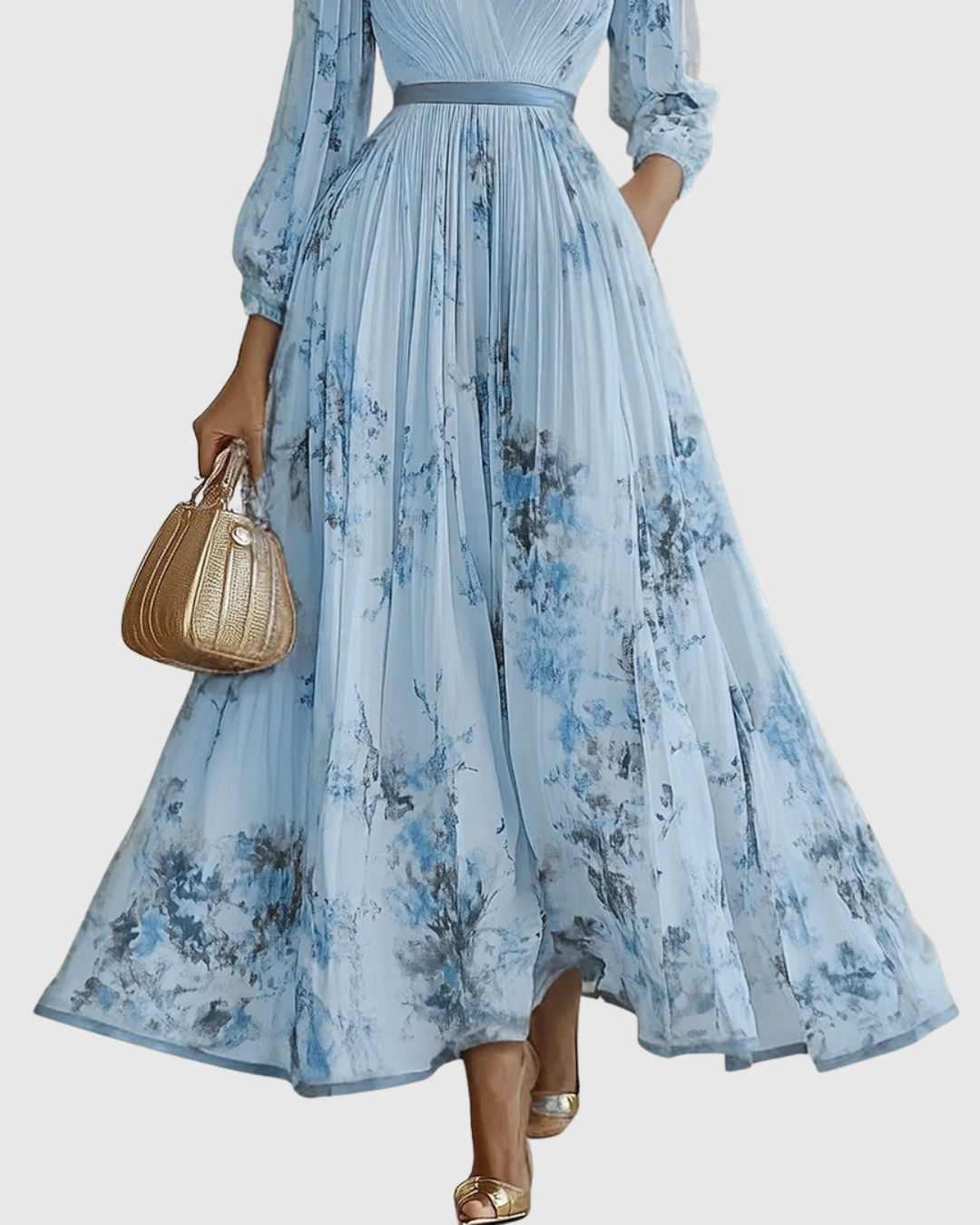 Rowella - Vestido largo plisado elegante