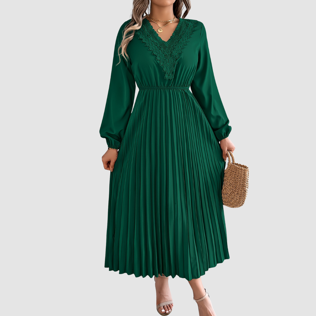 Rosalind Quinn - Vestido de línea A con escote en V de encaje